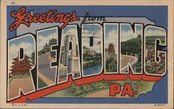 Greetings from Reading Pennsylvania Postcard Postcard Postcard