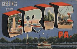 Greetings from Erie Pennsylvania Postcard Postcard Postcard