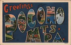 Greetings from Pocono Mountains Pennsylvania Postcard Postcard Postcard