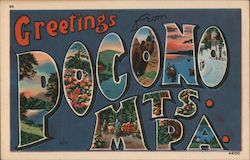 Greetings from Pocono Mountains Pennsylvania Postcard Postcard Postcard