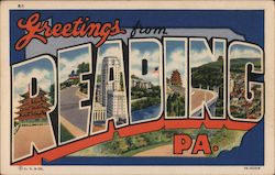 Greetings from Reading Pennsylvania Postcard Postcard Postcard