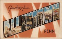 Greetings from Allentown Pennsylvania Postcard Postcard Postcard