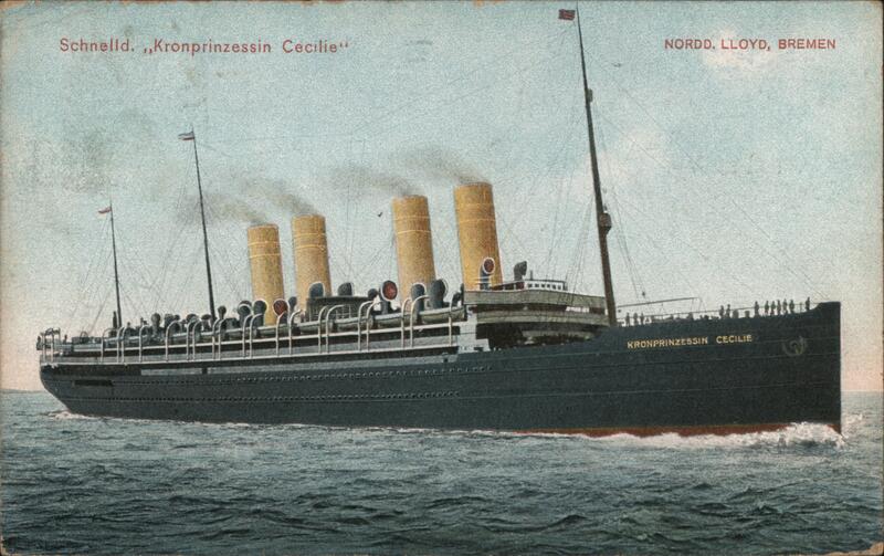SS Kronprinzessin Cecilie Ocean Liner Postcard Boats, Ships