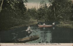 People Canoeing on Tributary to Peshtigo River Postcard