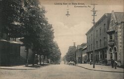Looking East on State Street, Curwensville, PA Postcard
