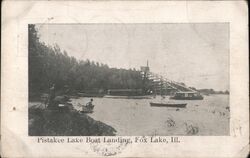 Pistakee Lake Boat Landing, Fox Lake, Illinois Postcard