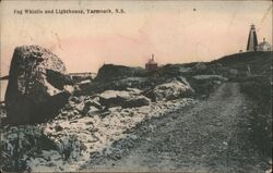 Fog Whistle and Lighthouse, Yarmouth, NS Postcard