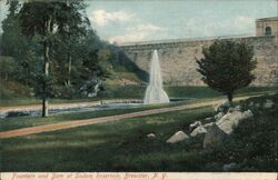 Fountain and Dam at Sodom Reservoir, Brewster, NY Postcard