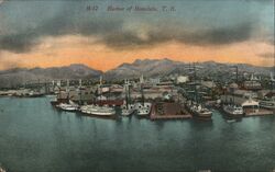 Honolulu Harbor, Oahu, Hawaii Territory Postcard