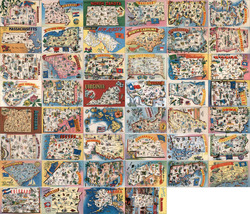 Lot of 46 US State Map Postcards Postcard