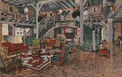 Interior Lobby of the Hotel El Rancho Postcard
