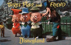 Three Little Pigs and the Big Bad Wolf at Disneyland Postcard