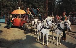 Santa's Pumpkin Coach Pulled by Ponies at Santa's Village Postcard