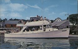 Passenger Boat "Holiday" docking at Five Islands, Boothbay Harbor Postcard