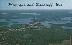 Aerial View of Minocqua and Woodruff, Wisconsin Postcard
