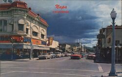 Downtown Napa, California - Owl Drug, Wilson's Postcard
