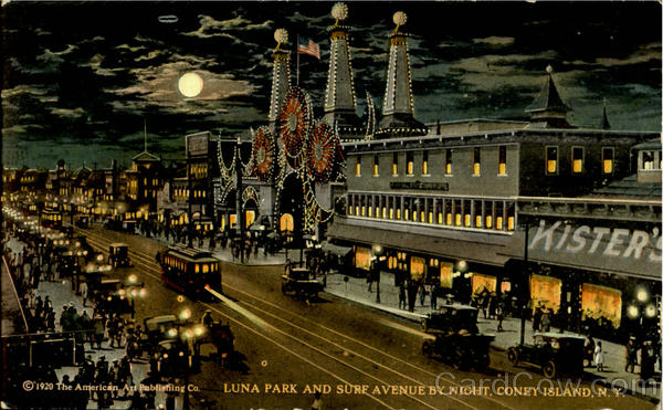 Luna Park And Surf Avenue By Night Coney Island New York