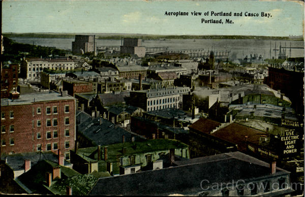 Aeroplane View Of Portland And Casco Bay Maine