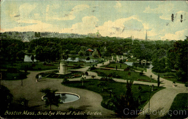 Birds Eye View Of Publoic Garden. Boston Massachusetts