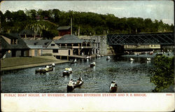 Public Boat House, At Riverside Massachusetts Postcard Postcard