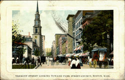 Tremont Street Looking Towards Park Street Church Postcard