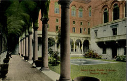 Court Yard, Public Library Postcard