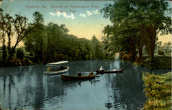 Boating On Presumpscot River, Riverton Park Postcard
