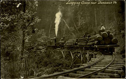 Logging Scene Near Damascus VA Postcard