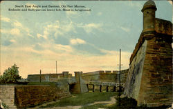 South East Angle And Bastion, Old Fort Marion, Redoubt And Sallyport On Lower Left, Moat In Foreground. Postcard