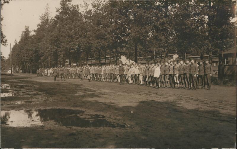 World War I Soldiers Lined Up Outdoors