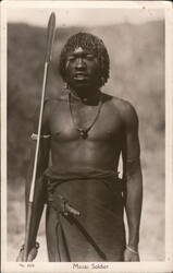 Masai Soldier with Spear Postcard