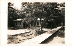 Cabin with Croquet or Horseshoes Court Postcard