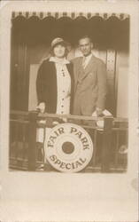 Couple on the Fair Park Special Train Postcard