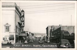 First Street, Napa, California - Fox Theatre Postcard