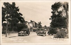 Ocean Ave - Carmel, CA Postcard