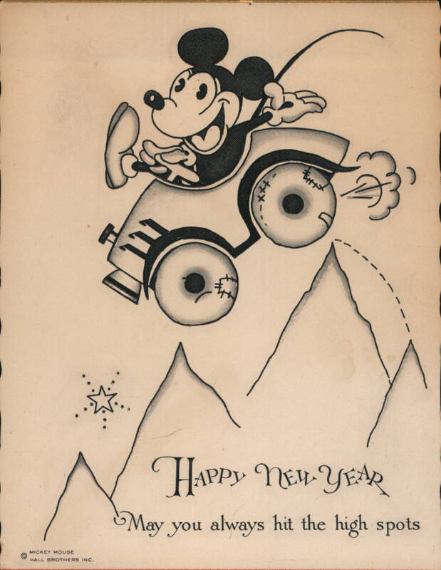1930's Mickey Mouse Happy New Year, May You Always Hit the High Spots