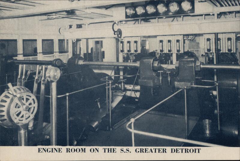 SS Greater Detroit Engine Room, Great Lakes Cruise Postcard
