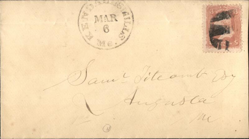 1866, 3c Washington Stamp, Kennebunk, ME Mar 6 Postmark