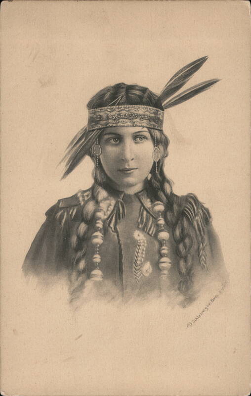 Native American Woman Portrait Postcard J. Süssmayr, Berlin.