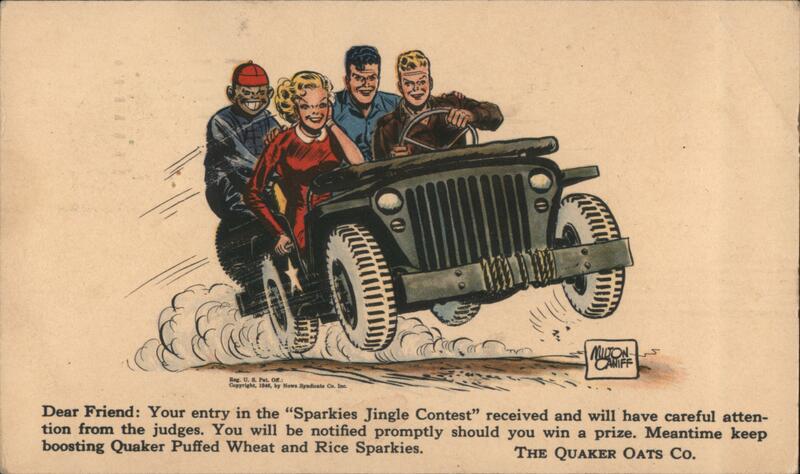 Quaker Sparkes Jingle Contest Postcard Milton Caniff