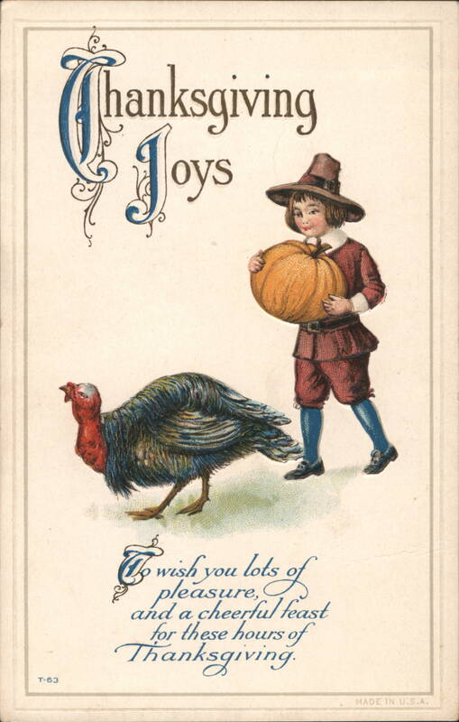 Thanksgiving Joys, Child with Pumpkin, Turkey Turkeys