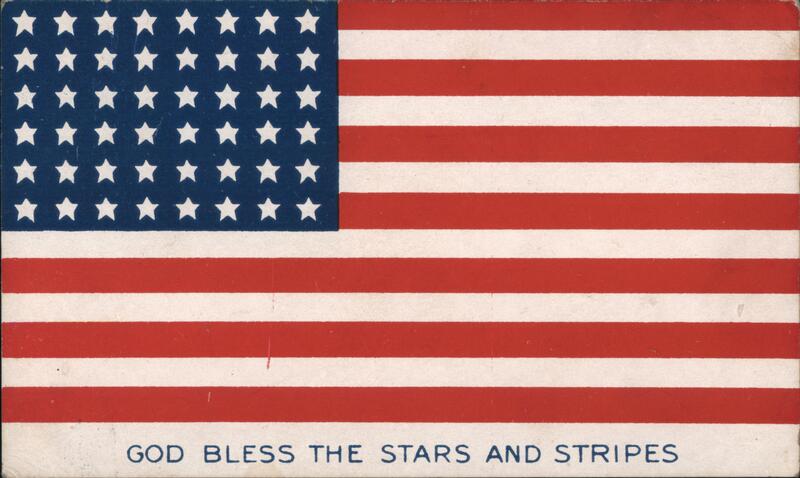 48 Star US Flag, God Bless the Stars and Stripes Patriotic