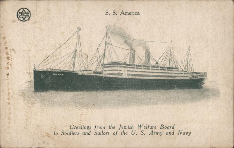 SS America, Jewish Welfare Board Greetings to Soldiers & Sailors