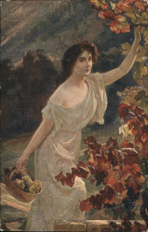 Young Woman with Grapes, Abel Boye Salon de Paris Postcard