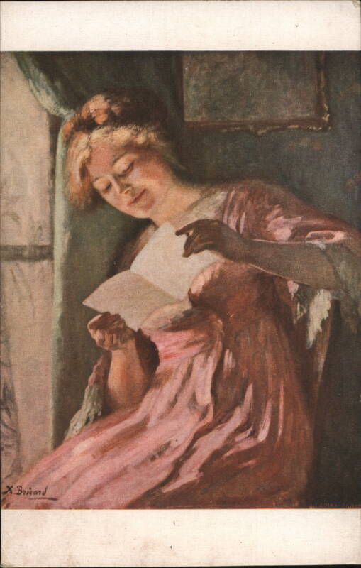 Woman Reading Letter, X. Brisard Salon de Paris Postcard