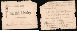 1888 First Annual Ball Invitation North Side T. V. Drum Corps Ephemera