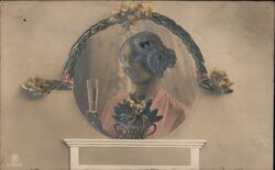 Woman with Champagne Glass, Postcard Postcard