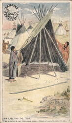 Samoset Chocolates No. 4 Erecting the Teepe Native American Postcard