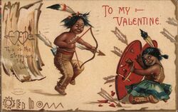To My Valentine, Strenuous Life, Native American Cupid Postcard