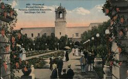 Glimpse of Formal Gardens, Panama-California Exposition, San Diego, 1915 Postcard